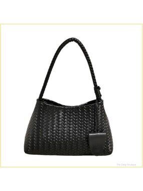 Woven Faux Leather Hobo Shoulder Bag Slouchy Underarm Purse Tote